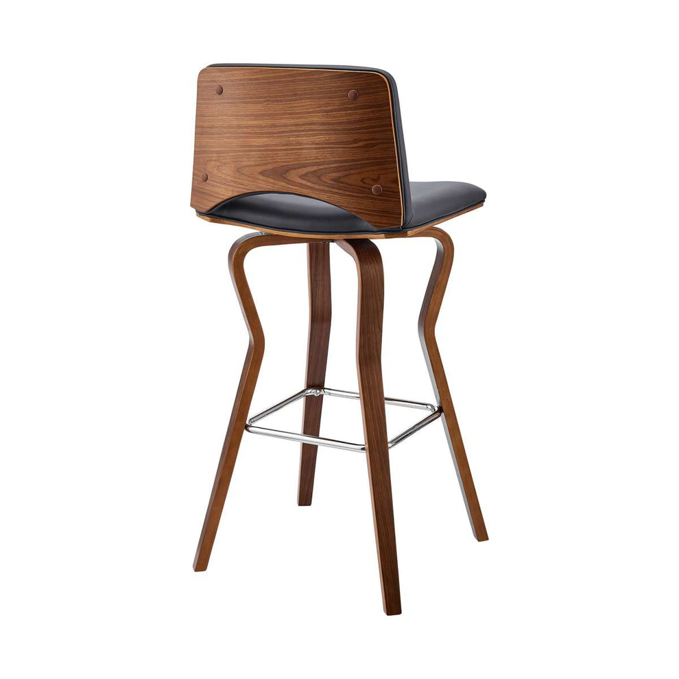 Gerty 26" Swivel Grey Faux Leather and Walnut Wood Bar Stool By Armen Living | Bar Stools | Modishstore - 4