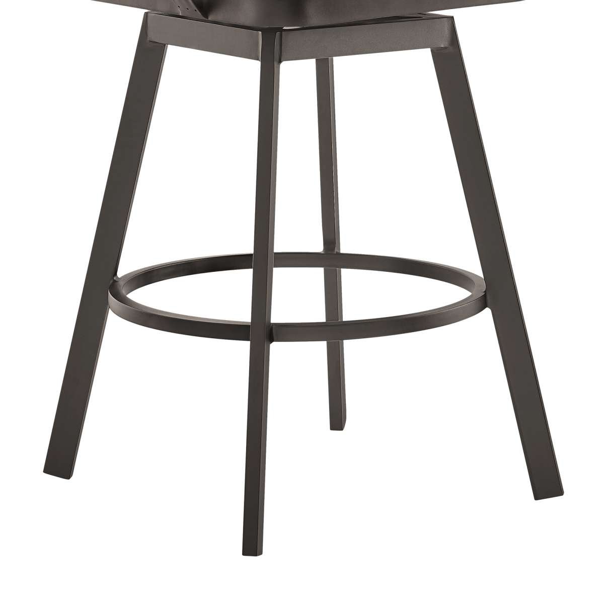 Hazel Outdoor Patio Swivel Counter Stool in Aluminum with Teak Wood and Brown Cushion By Armen Living | Bar Stools | Modishstore - 6
