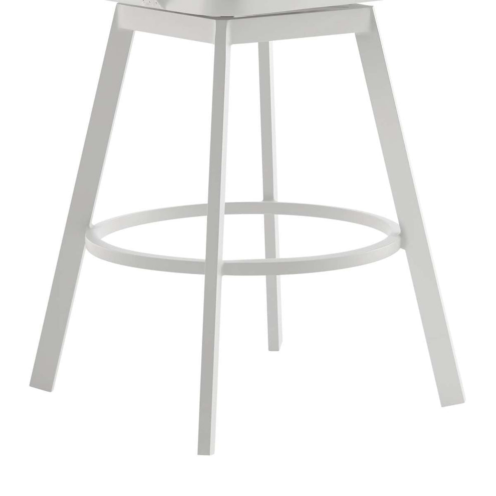 Hazel Outdoor Patio Swivel Counter Stool in Aluminum with Teak Wood and Argent Gray Cushions By Armen Living | Bar Stools | Modishstore - 6