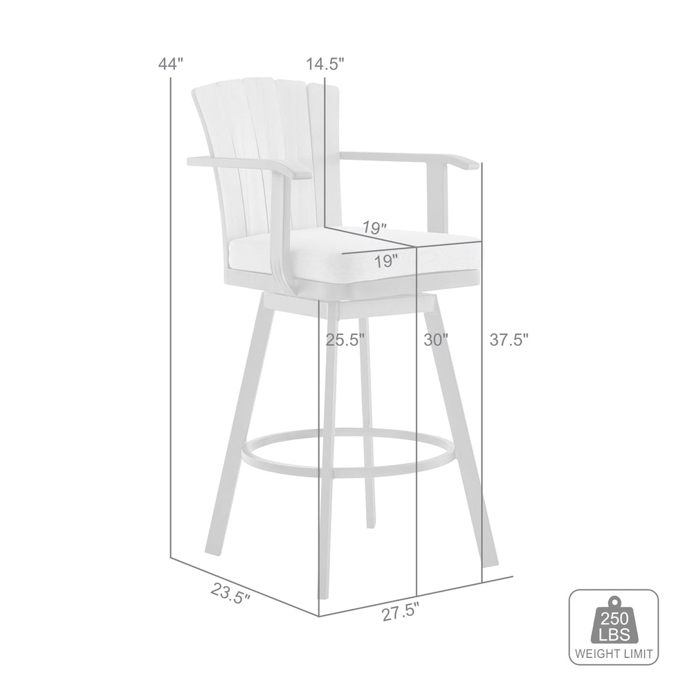 Hazel Outdoor Patio Swivel Bar Stool in Aluminum with Teak Wood and Argent Gray Cushions By Armen Living | Bar Stools | Modishstore - 8