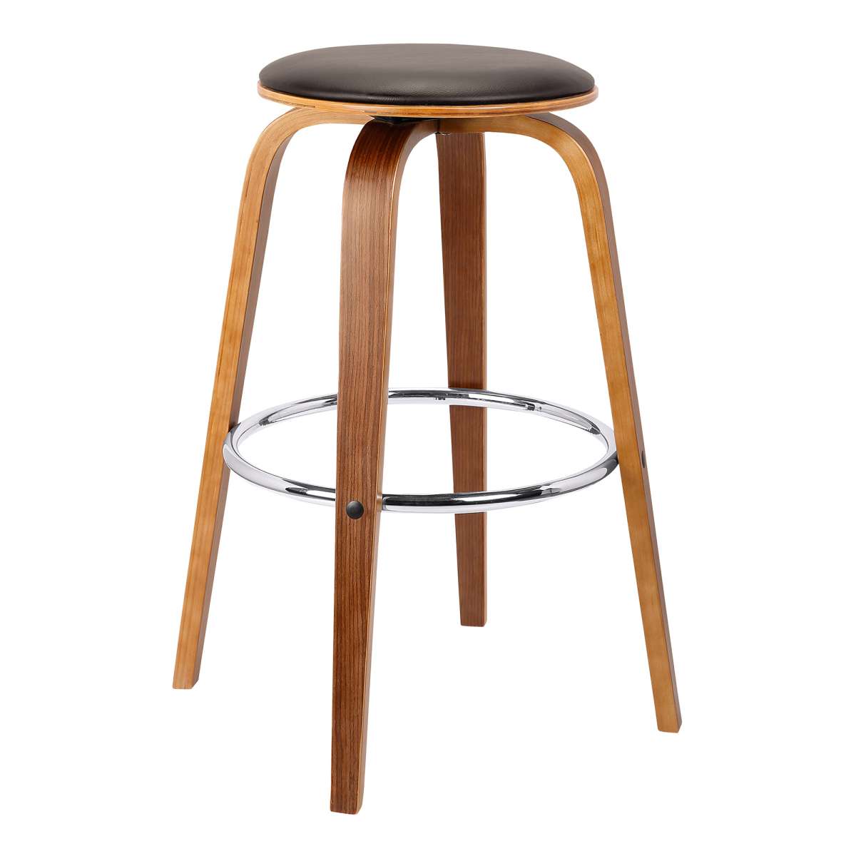 Harbor 30" Bar Height Backless Swivel Brown Faux Leather Bar Stool By Armen Living | Bar Stools | Modishstore - 2