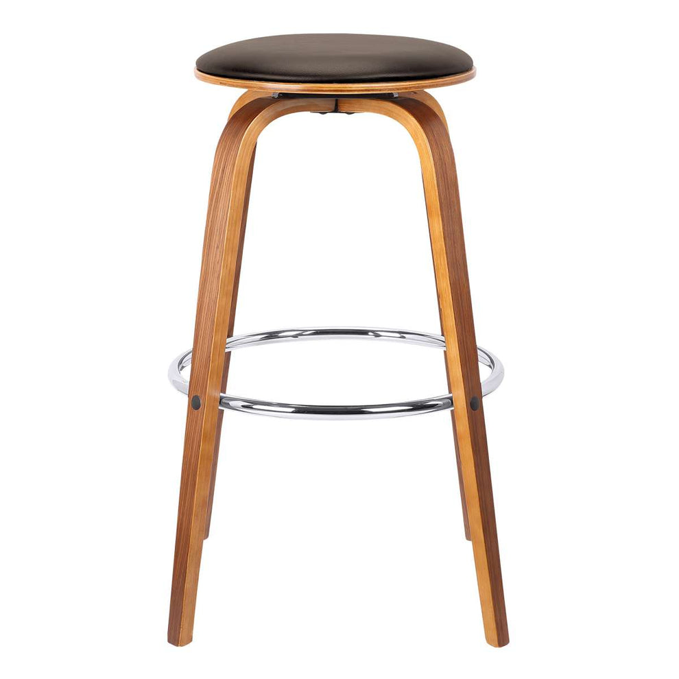 Harbor 30" Bar Height Backless Swivel Brown Faux Leather Bar Stool By Armen Living | Bar Stools | Modishstore - 3