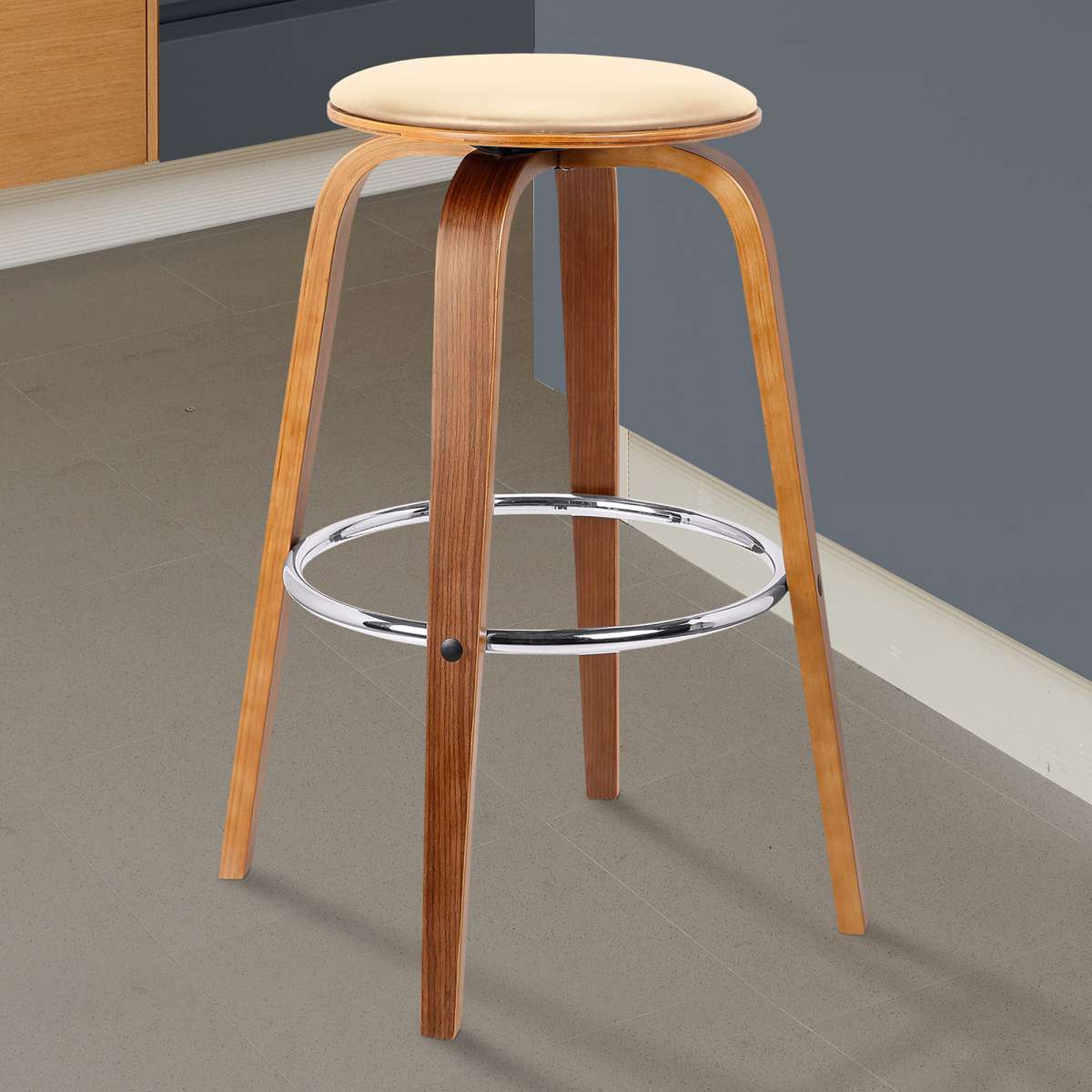 Harbor 26" Counter Height Backless Swivel Cream Bar Stool By Armen Living | Bar Stools | Modishstore