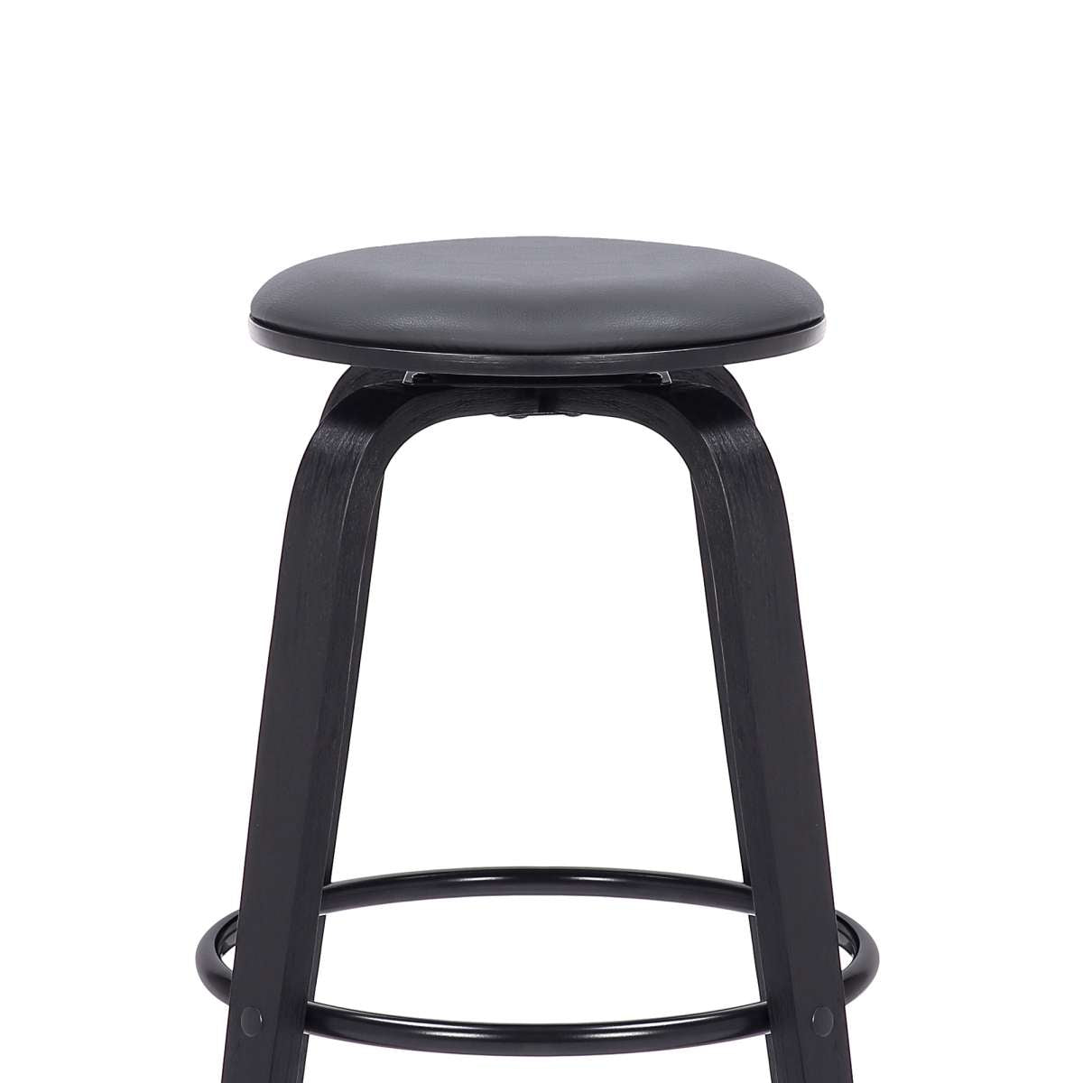 Harbor 30" Bar Height Backless Swivel Grey Faux Leather and Black Wood Mid-Century Modern Bar Stool By Armen Living | Bar Stools |  Modishstore  - 5