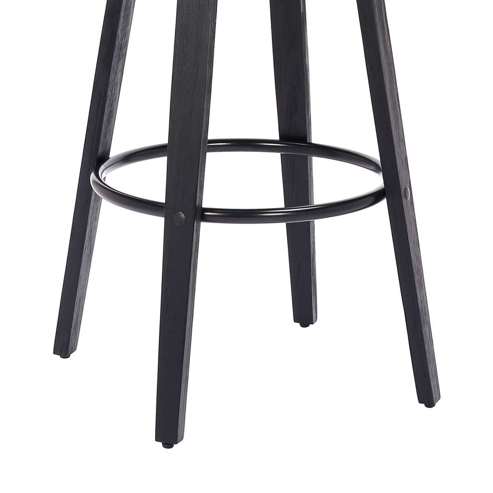 Harbor 30" Bar Height Backless Swivel Grey Faux Leather and Black Wood Mid-Century Modern Bar Stool By Armen Living | Bar Stools |  Modishstore  - 6