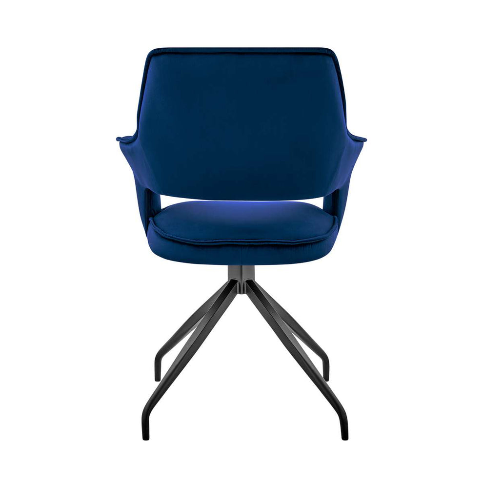 Hadley Dining Room Accent Chair in Blue Velvet with Black Finish By Armen Living | Dining Chairs | Modishstore - 4