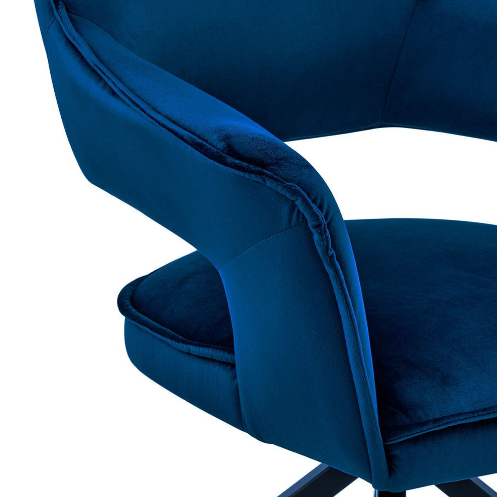 Hadley Dining Room Accent Chair in Blue Velvet with Black Finish By Armen Living | Dining Chairs | Modishstore - 5