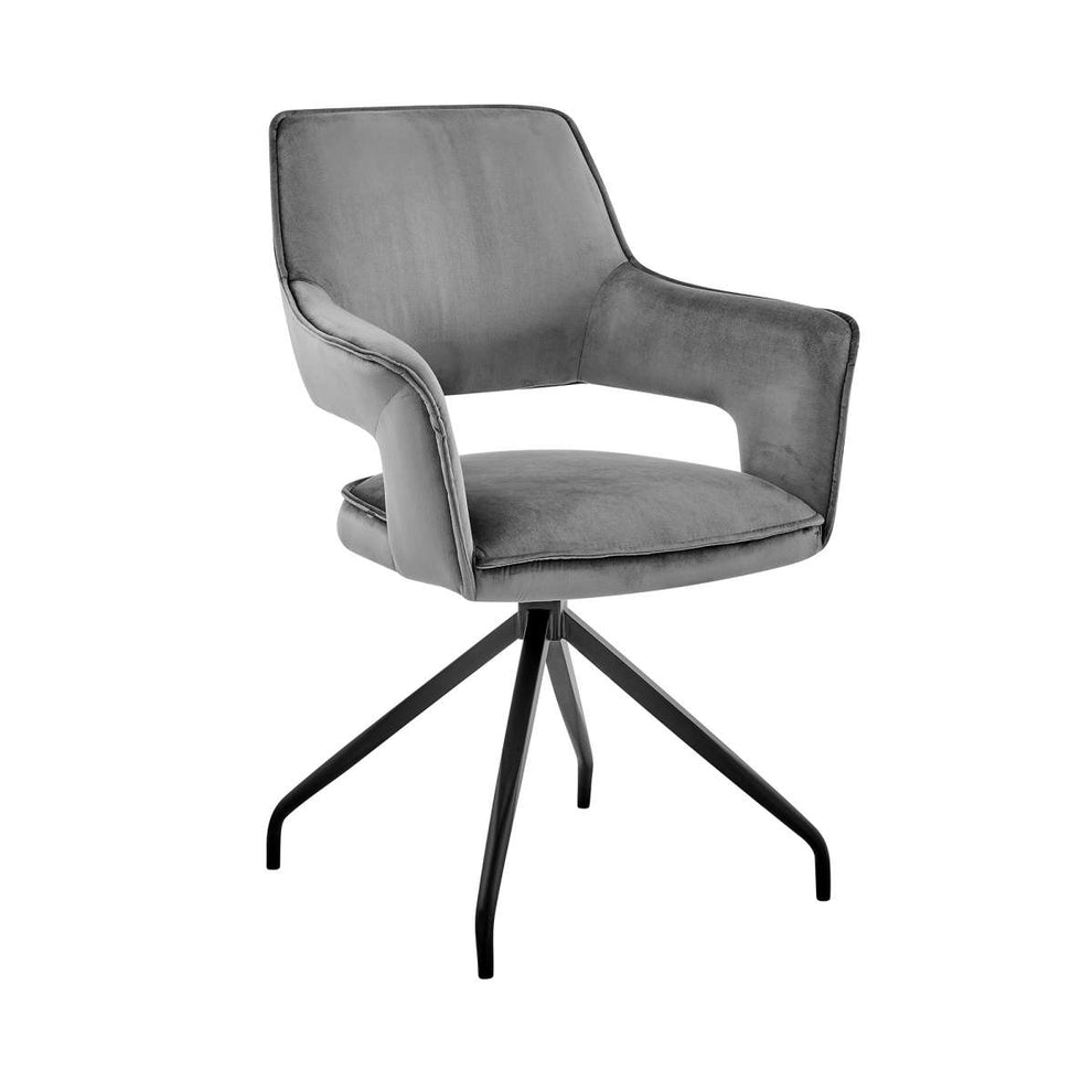 Hadley Dining Room Accent Chair in Blue Velvet with Black Finish By Armen Living | Dining Chairs | Modishstore - 7