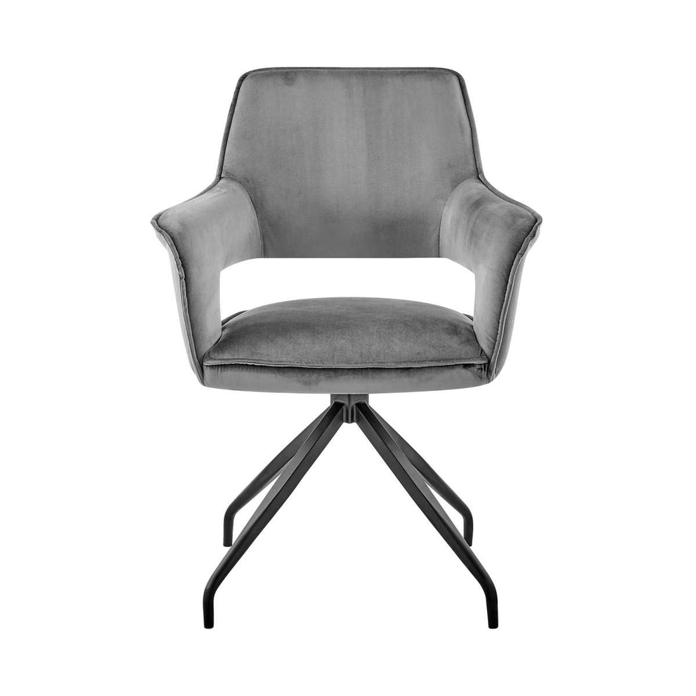 Hadley Dining Room Accent Chair in Blue Velvet with Black Finish By Armen Living | Dining Chairs | Modishstore - 8