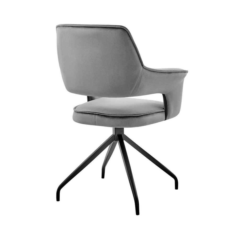 Hadley Dining Room Accent Chair in Blue Velvet with Black Finish By Armen Living | Dining Chairs | Modishstore - 9