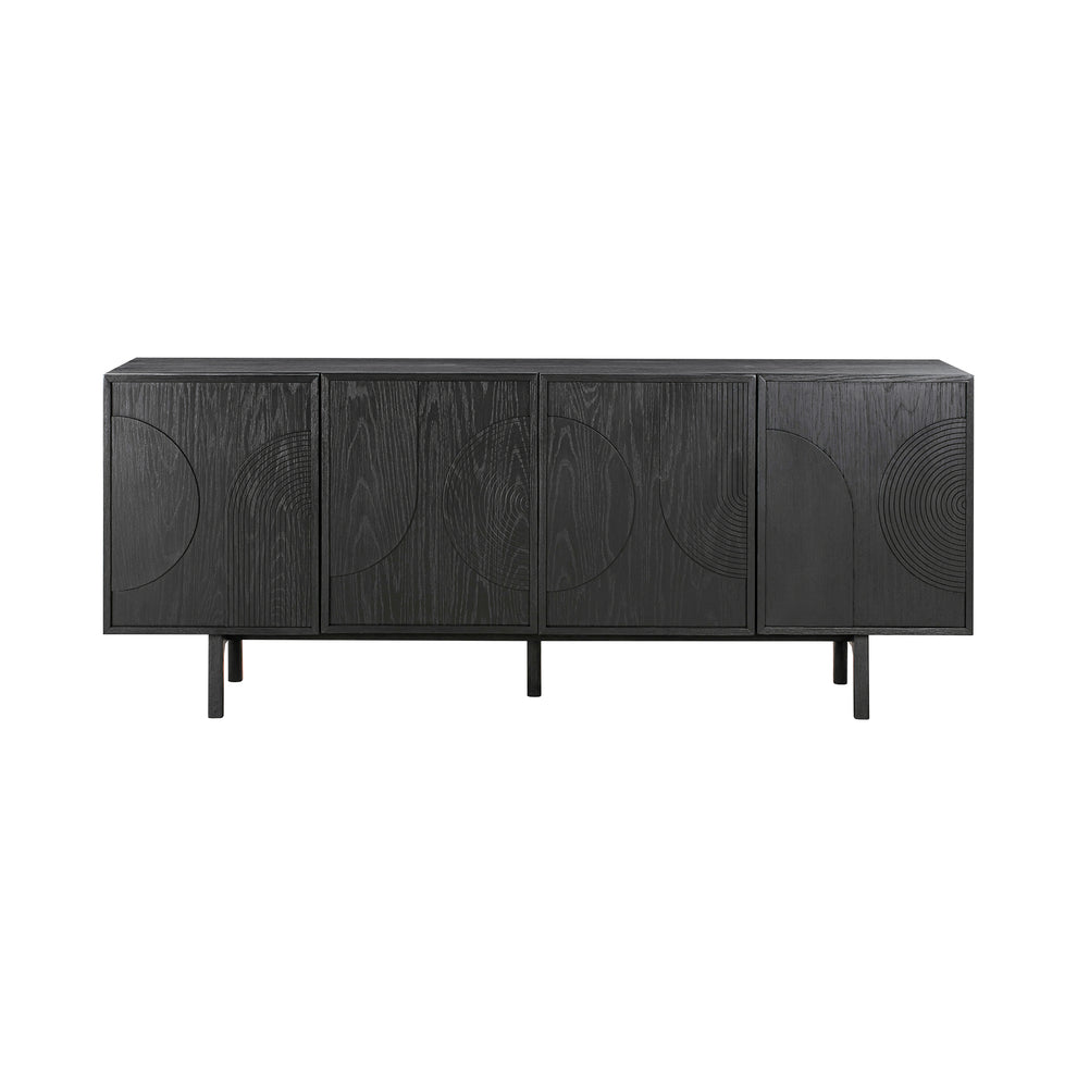 Holland 4 Door Sideboard Buffet in Black Brushed Oak Wood By Armen Living | Sideboards | Modishstore - 2