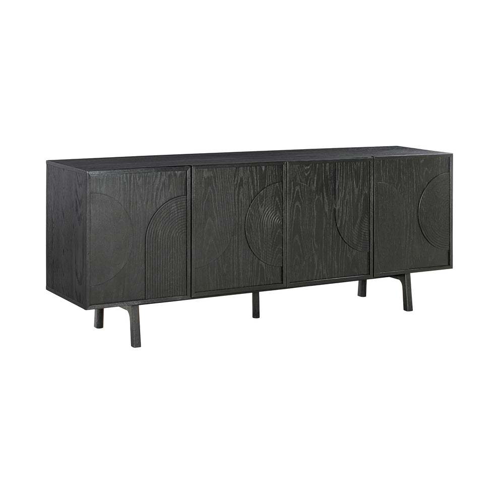 Holland 4 Door Sideboard Buffet in Black Brushed Oak Wood By Armen Living | Sideboards | Modishstore - 3