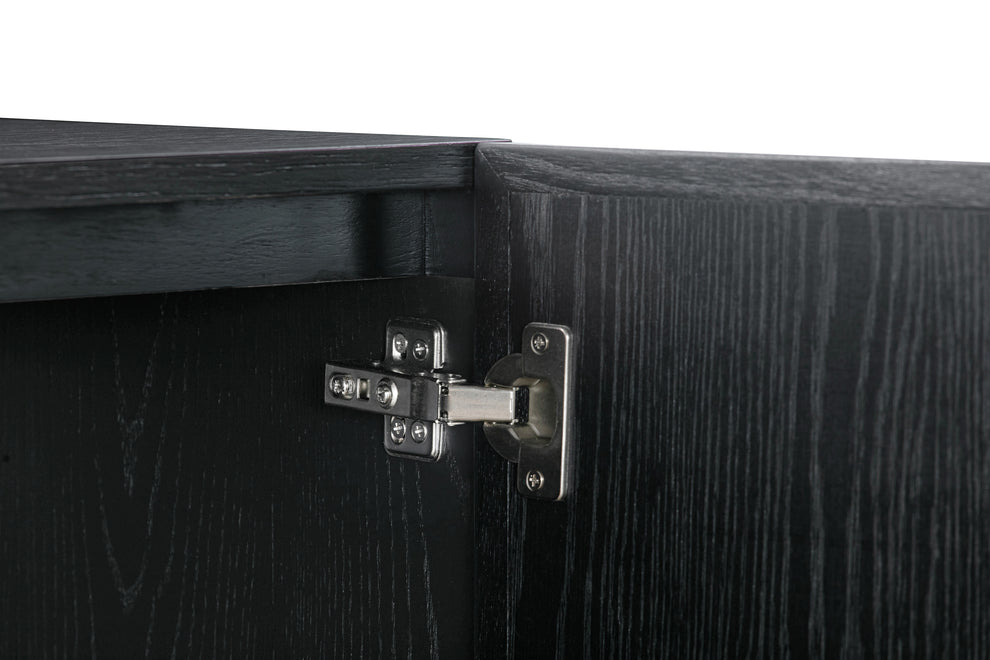 Holland 4 Door Sideboard Buffet in Black Brushed Oak Wood By Armen Living | Sideboards | Modishstore - 7