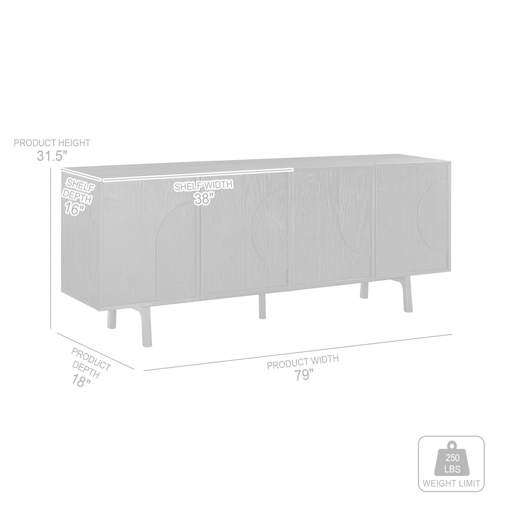 Holland 4 Door Sideboard Buffet in Black Brushed Oak Wood By Armen Living | Sideboards | Modishstore - 9