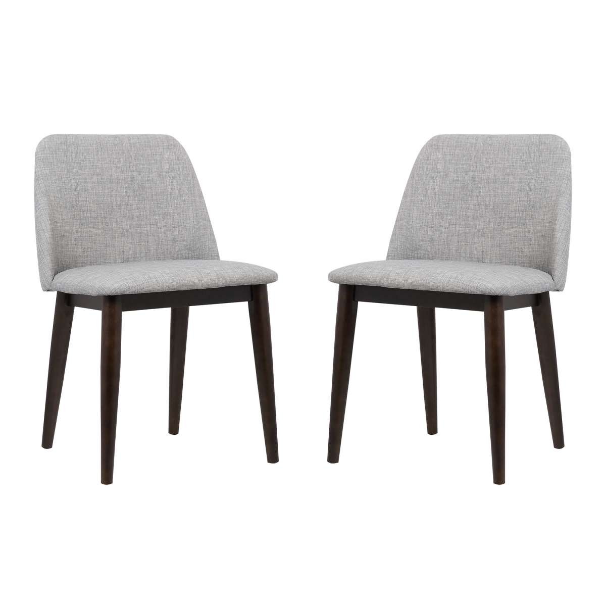 Horizon Contemporary Dining Chair in Light Gray Fabric with Brown Wood Legs - Set of 2 By Armen Living | Dining Chairs | Modishstore