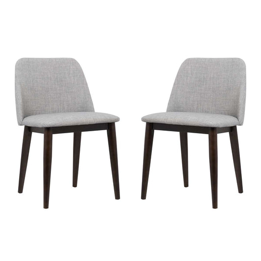 Horizon Contemporary Dining Chair in Light Gray Fabric with Brown Wood Legs - Set of 2 By Armen Living | Dining Chairs | Modishstore