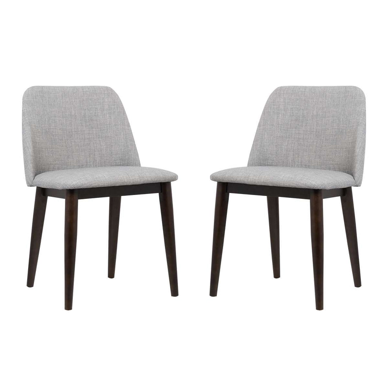 Horizon Contemporary Dining Chair in Light Gray Fabric with Brown Wood Legs - Set of 2 By Armen Living | Dining Chairs | Modishstore