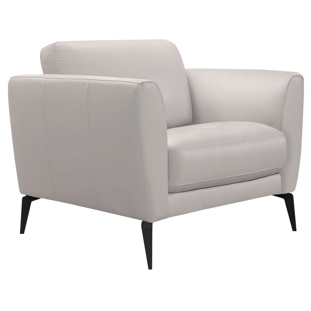 Hope Contemporary Chair in Genuine Dove Gray Leather with Black Metal Legs By Armen Living | Sofas |  Modishstore  - 2