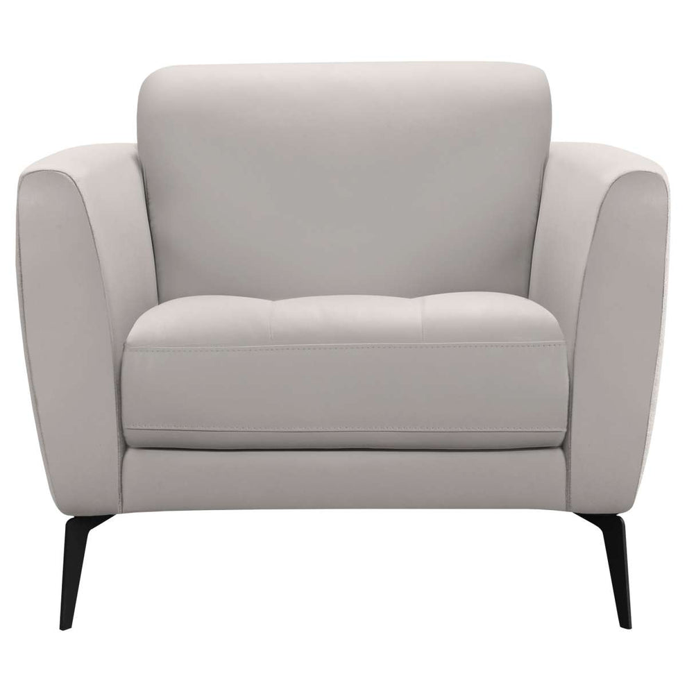 Hope Contemporary Chair in Genuine Dove Gray Leather with Black Metal Legs By Armen Living | Sofas |  Modishstore  - 3