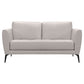 Hope Contemporary Loveseat in Genuine Dove Gray Leather with Black Metal Legs By Armen Living | Loveseats | Modishstore - 2