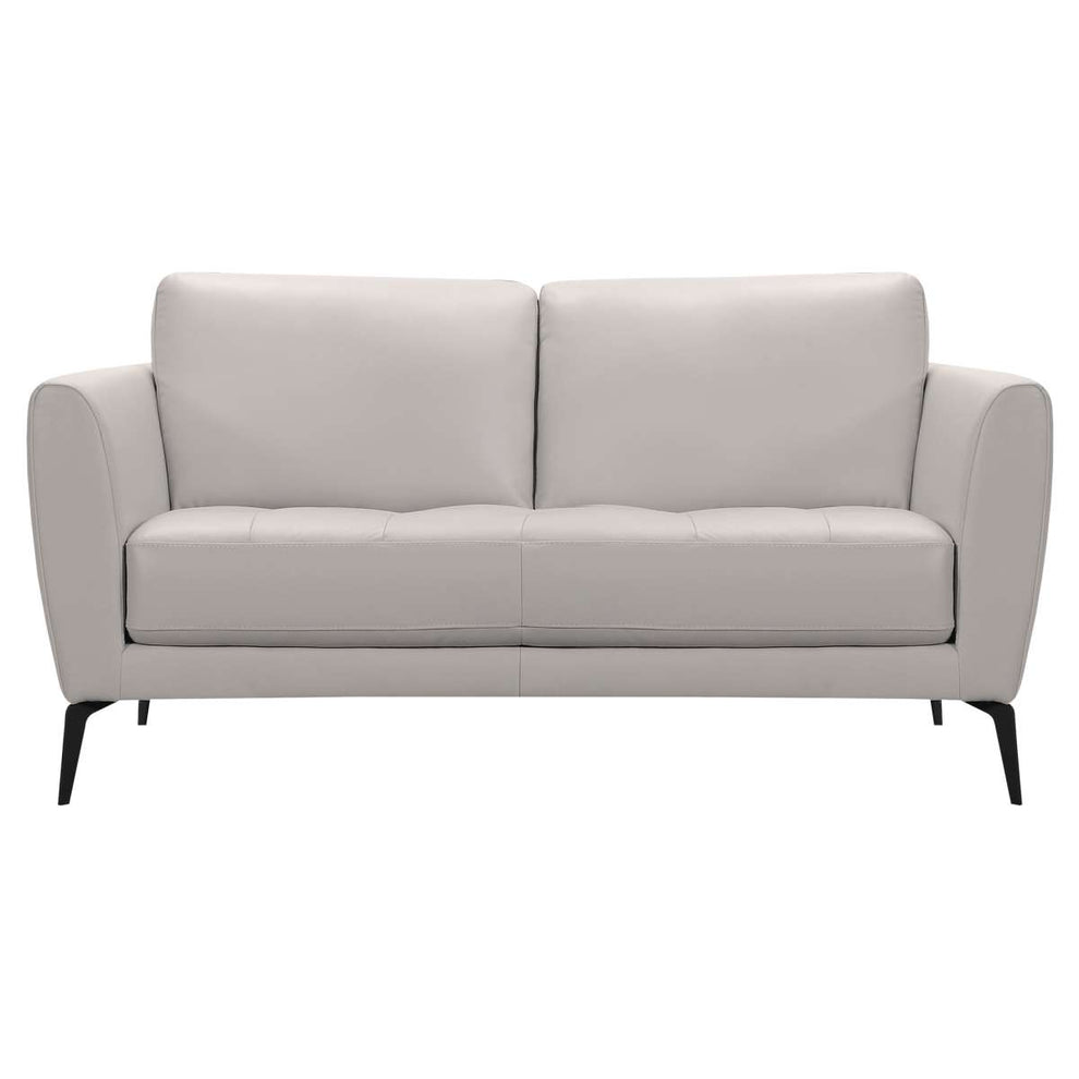 Hope Contemporary Loveseat in Genuine Dove Gray Leather with Black Metal Legs By Armen Living | Loveseats | Modishstore - 2