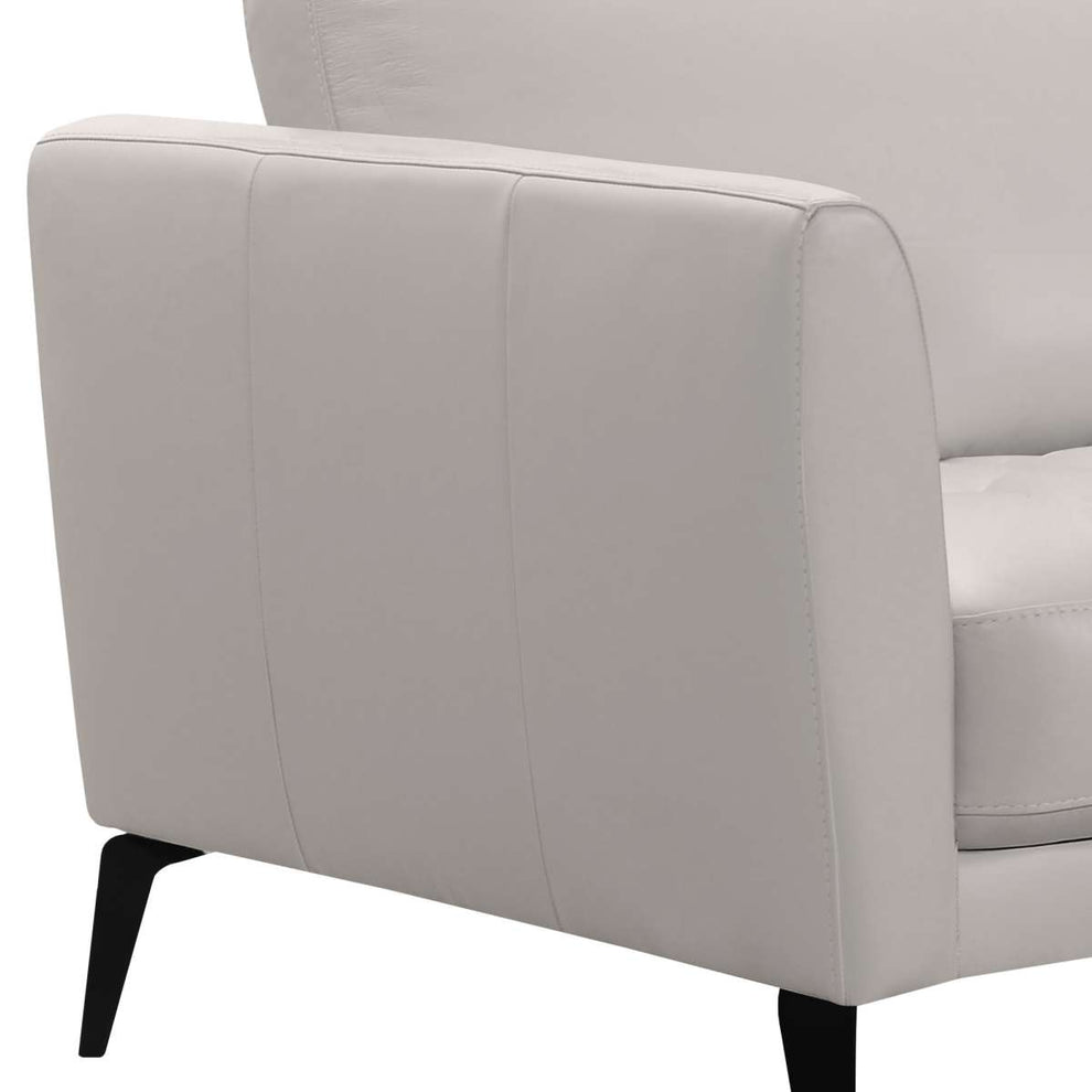 Hope Contemporary Sofa in Genuine Dove Gray Leather with Black Metal Legs By Armen Living | Sofas |  Modishstore  - 5