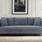 Heritage Blue Fabric Upholstered Sofa with Brushed Stainless Steel Legs By Armen Living | Sofas |  Modishstore  - 4