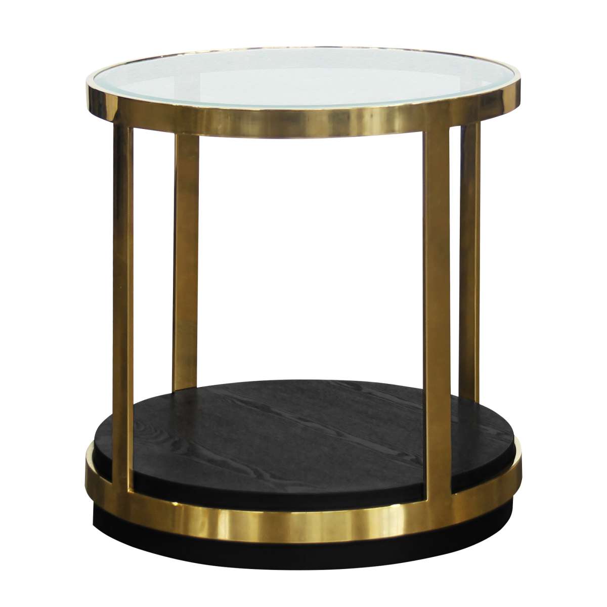 Hattie Contemporary End Table in Brushed Gold Finish and Black Wood By Armen Living | End Tables |  Modishstore  - 2