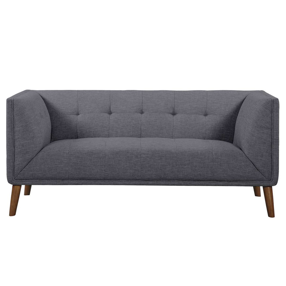 Hudson Mid-Century Button-Tufted Loveseat in Beige Linen and Walnut Legs By Armen Living | Loveseats | Modishstore - 8