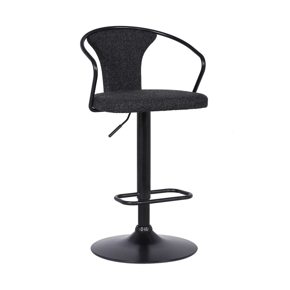 Ian Contemporary Adjustable Barstool in Black Powder Coated Finish and Black Fabric By Armen Living | Bar Stools | Modishstore - 2