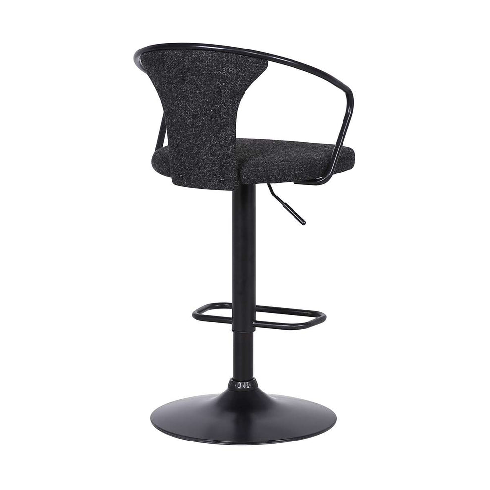 Ian Contemporary Adjustable Barstool in Black Powder Coated Finish and Black Fabric By Armen Living | Bar Stools | Modishstore - 4