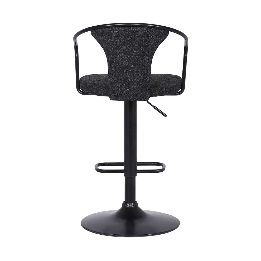 Ian Contemporary Adjustable Barstool in Black Powder Coated Finish and Black Fabric By Armen Living | Bar Stools | Modishstore - 5