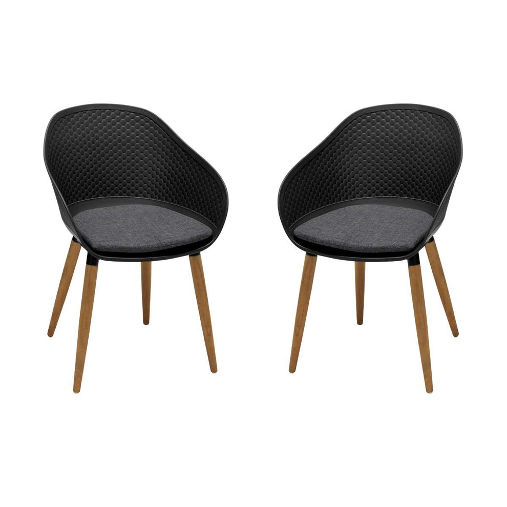 Ipanema Outdoor Dining Chair with Teak Legs and Dark Grey Olefin - Set of 2 By Armen Living | Outdoor Chairs |  Modishstore  - 6