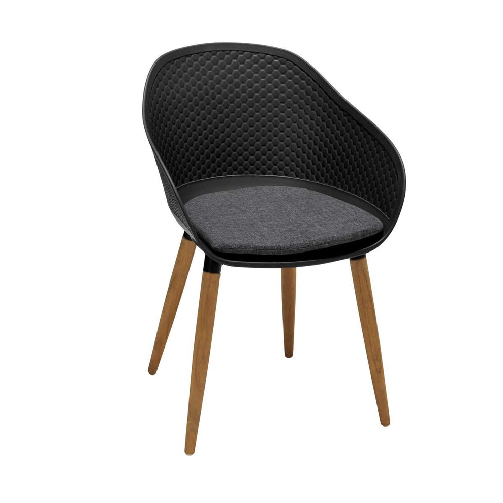 Ipanema Outdoor Dining Chair with Teak Legs and Dark Grey Olefin - Set of 2 By Armen Living | Outdoor Chairs |  Modishstore  - 2