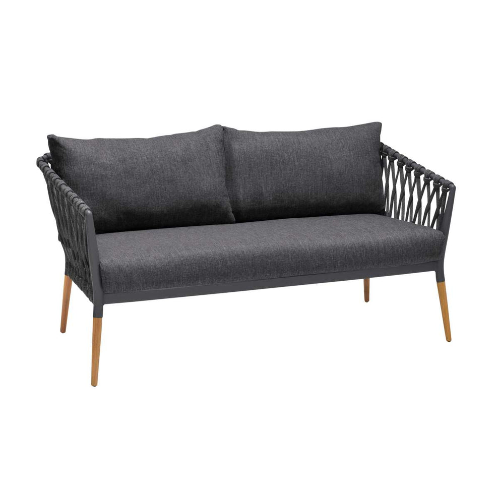 Ipanema Outdoor Teak Wood and Rope Sofa with Dark Grey Olefin By Armen Living | Outdoor Sofas, Loveseats & Sectionals |  Modishstore  - 3