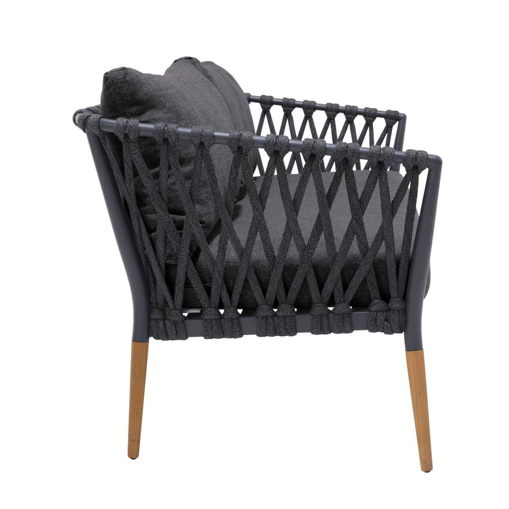 Ipanema Outdoor Teak Wood and Rope Sofa with Dark Grey Olefin By Armen Living | Outdoor Sofas, Loveseats & Sectionals |  Modishstore  - 4
