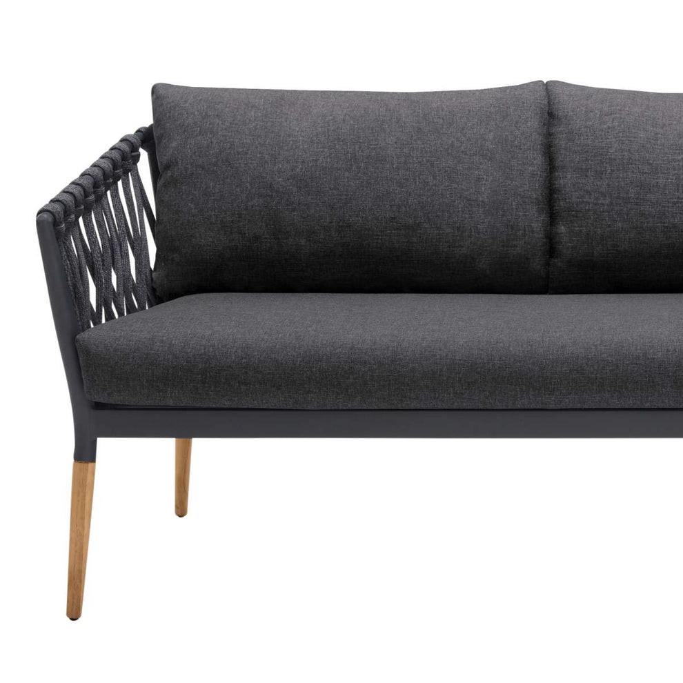 Ipanema Outdoor Teak Wood and Rope Sofa with Dark Grey Olefin By Armen Living | Outdoor Sofas, Loveseats & Sectionals |  Modishstore  - 5