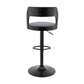 Itzan Adjustable Swivel Grey Faux Leather and Black Wood Bar Stool with Black Base By Armen Living | Bar Stools |  Modishstore  - 6
