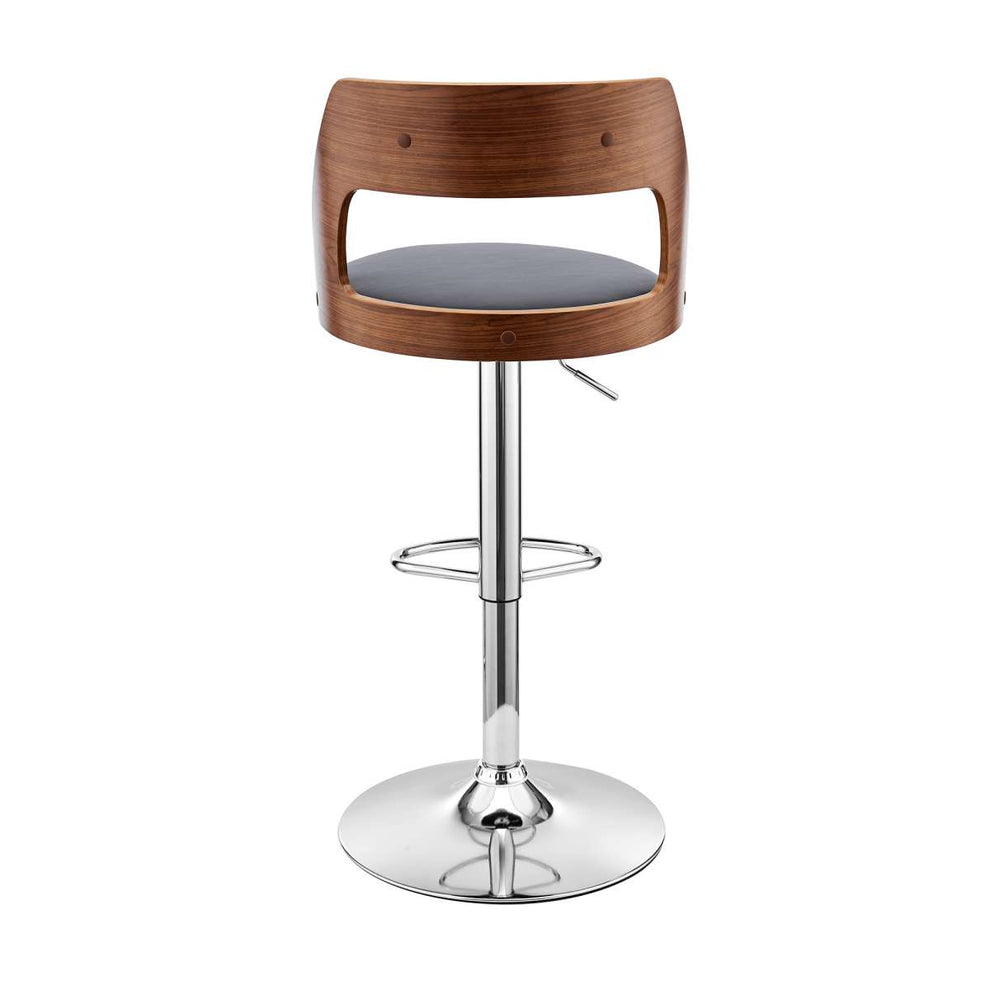 Itzan Adjustable Swivel Cream Faux Leather and Walnut Wood Bar Stool with Chrome Base By Armen Living | Bar Stools | Modishstore - 13