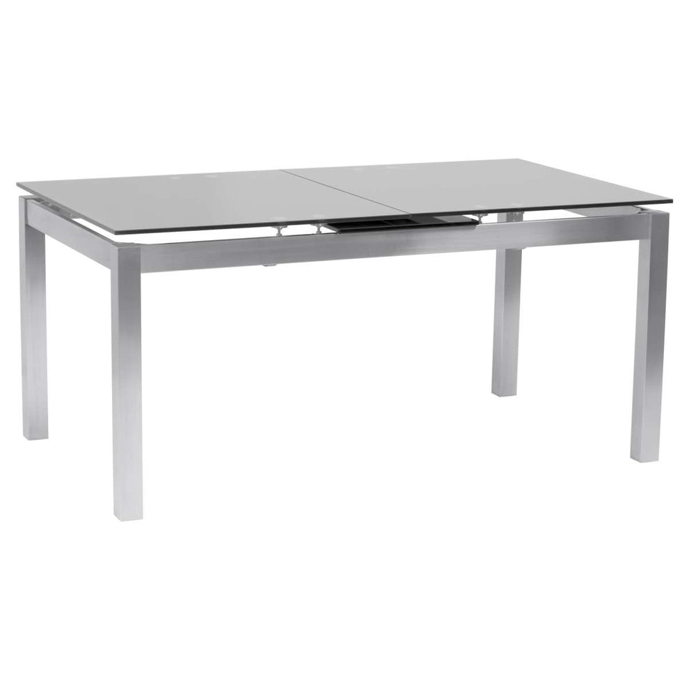 Ivan Extension Dining Table in Brushed Stainless Steel and Gray Tempered Glass Top By Armen Living | Dining Tables | Modishstore - 2