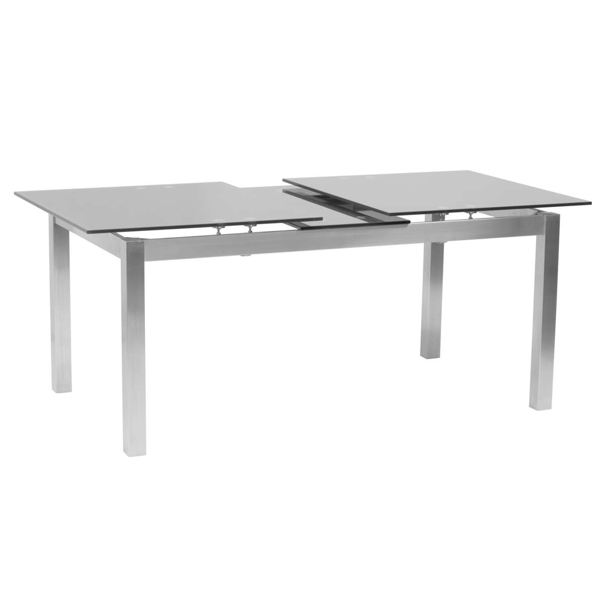 Ivan Extension Dining Table in Brushed Stainless Steel and Gray Tempered Glass Top By Armen Living | Dining Tables | Modishstore - 3