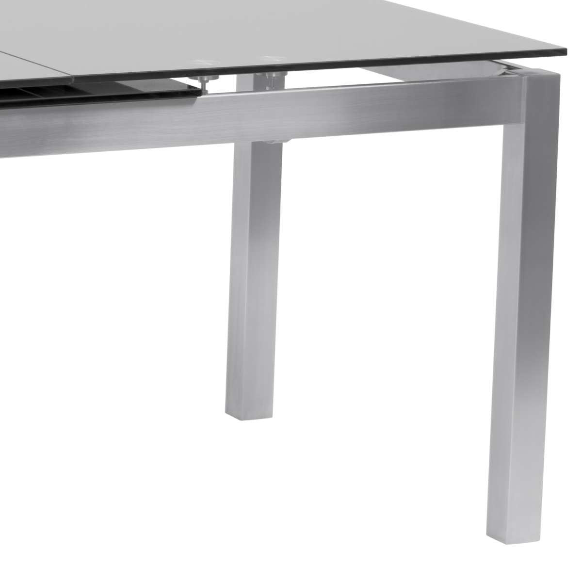 Ivan Extension Dining Table in Brushed Stainless Steel and Gray Tempered Glass Top By Armen Living | Dining Tables | Modishstore - 4