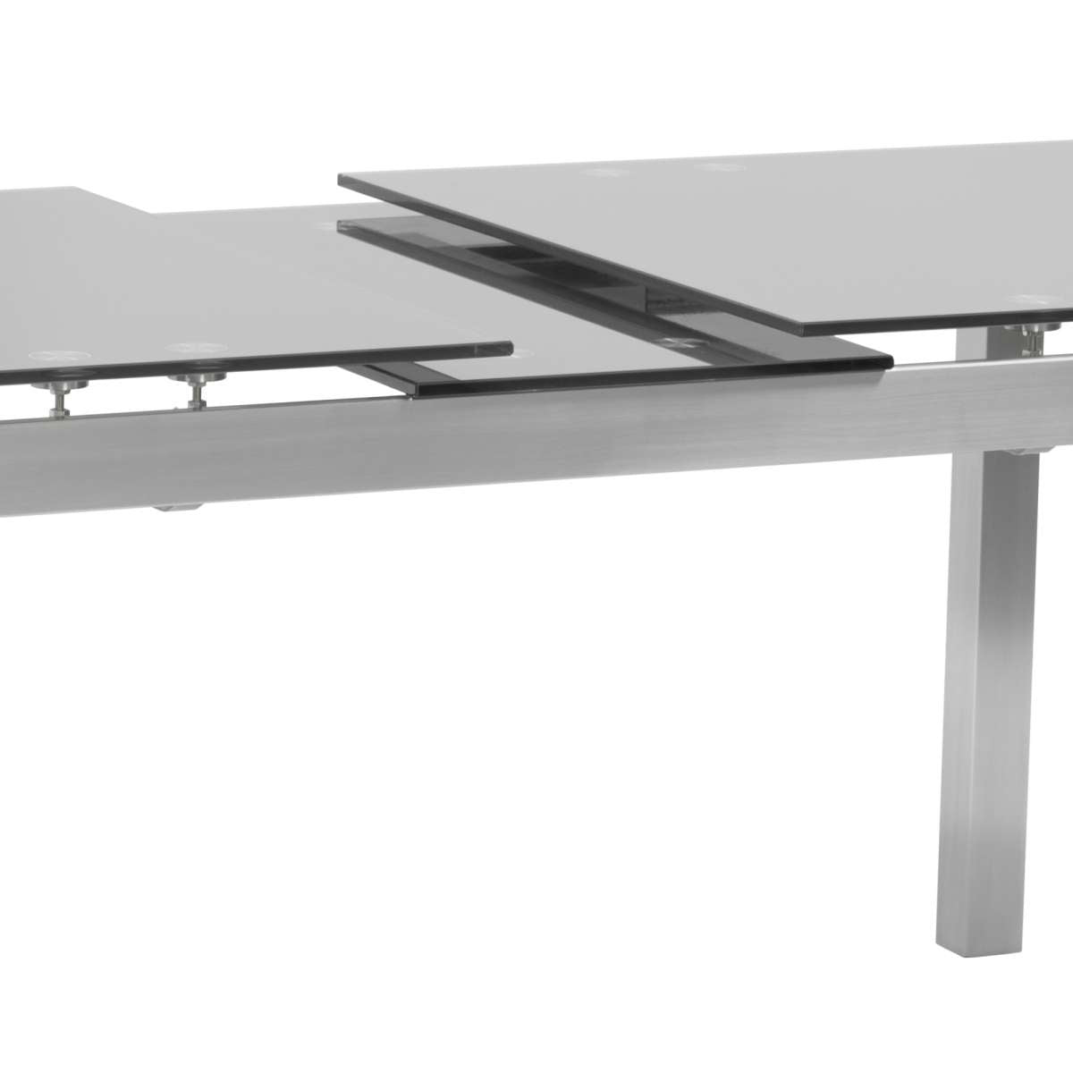 Ivan Extension Dining Table in Brushed Stainless Steel and Gray Tempered Glass Top By Armen Living | Dining Tables | Modishstore - 5