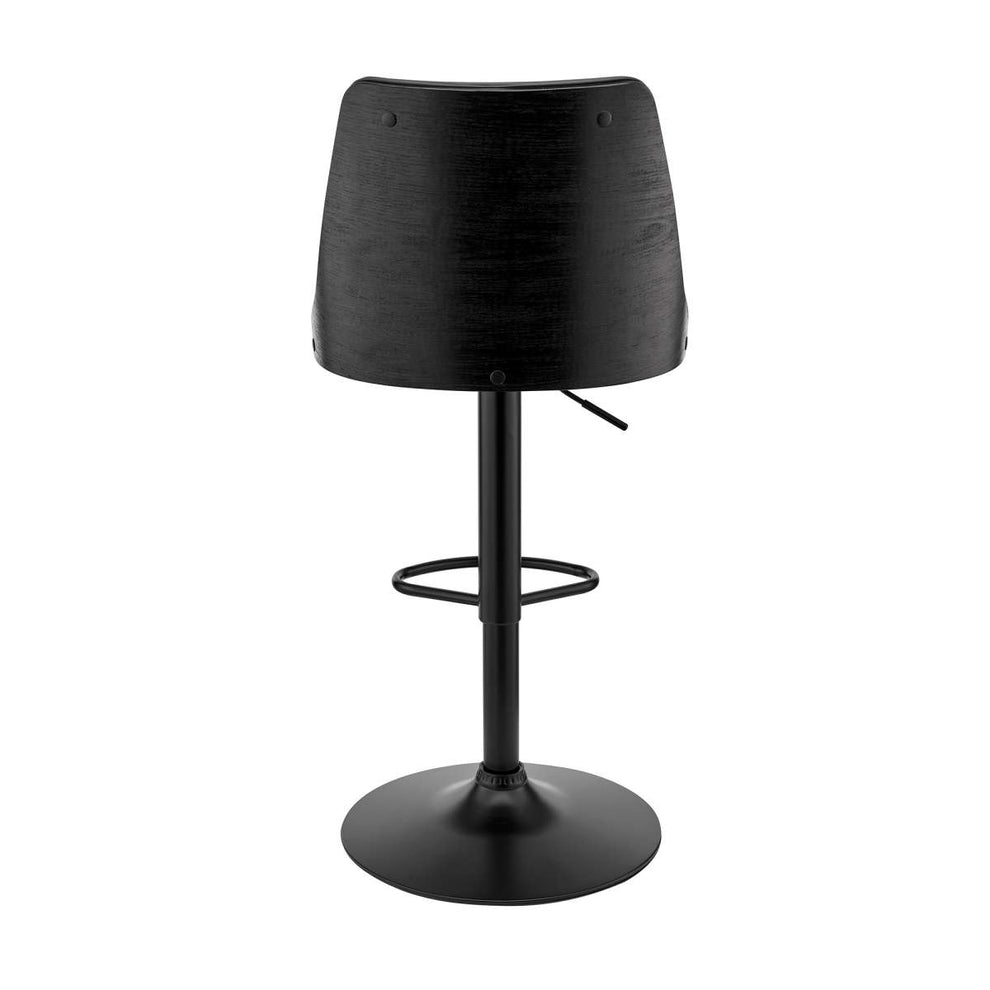 Jacob Adjustable Swivel Grey Faux Leather and Black Wood Bar Stool with Black Base By Armen Living | Bar Stools | Modishstore - 5
