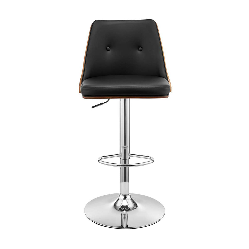Jacob Adjustable Swivel Grey Faux Leather and Black Wood Bar Stool with Black Base By Armen Living | Bar Stools | Modishstore - 11