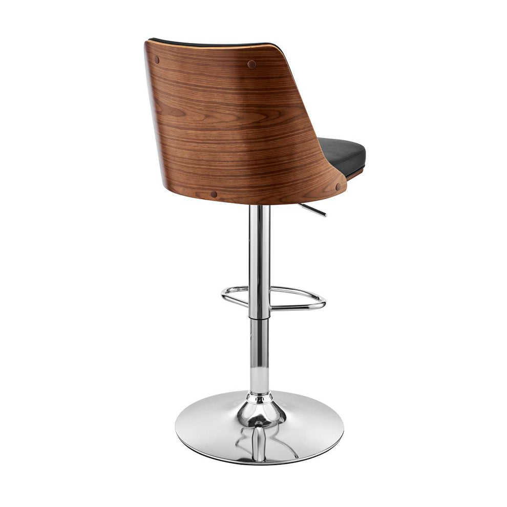 Jacob Adjustable Swivel Grey Faux Leather and Black Wood Bar Stool with Black Base By Armen Living | Bar Stools | Modishstore - 12