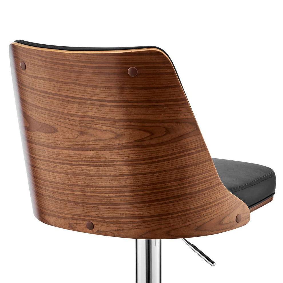 Jacob Adjustable Swivel Grey Faux Leather and Black Wood Bar Stool with Black Base By Armen Living | Bar Stools | Modishstore - 15