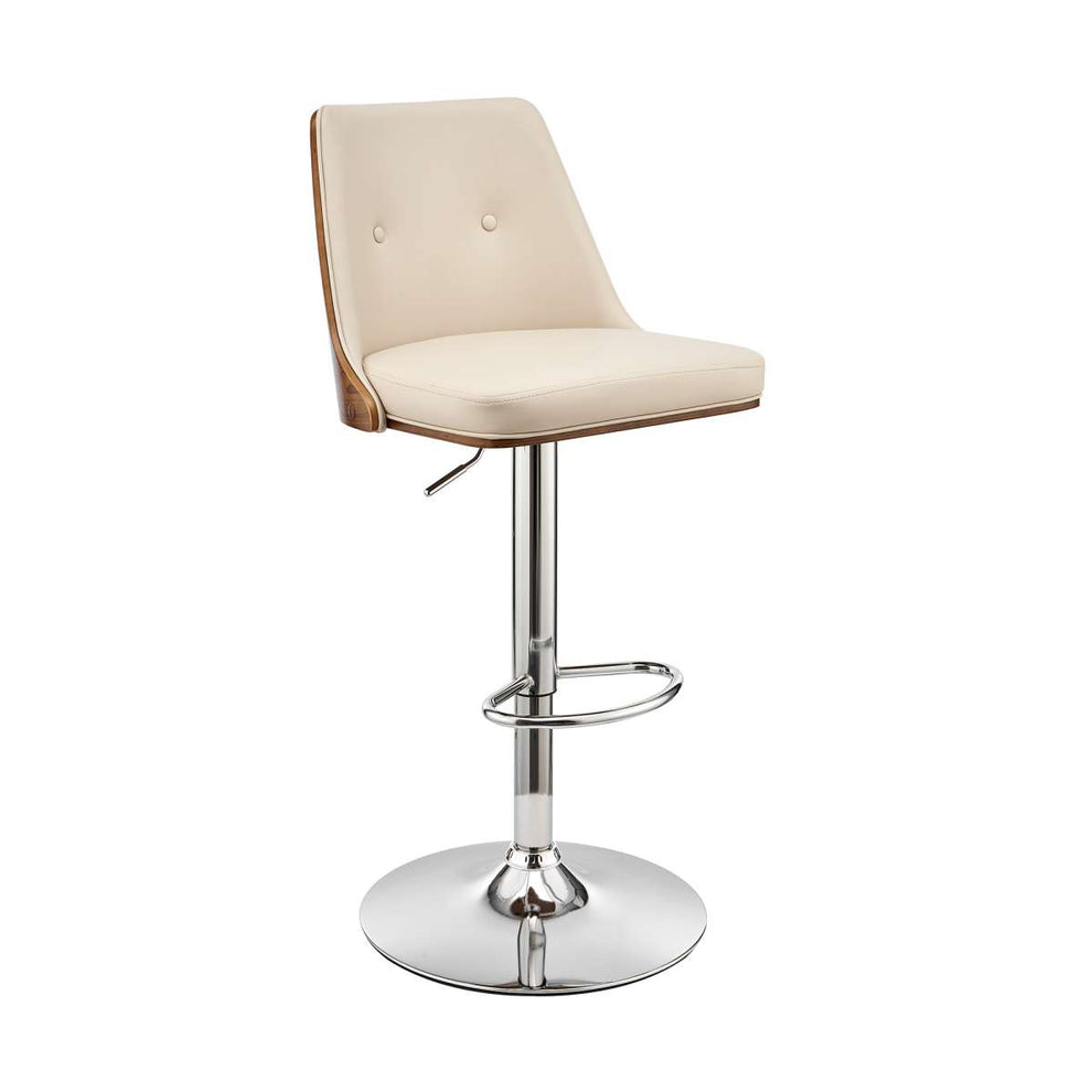 Jacob Adjustable Swivel Grey Faux Leather and Black Wood Bar Stool with Black Base By Armen Living | Bar Stools | Modishstore - 18