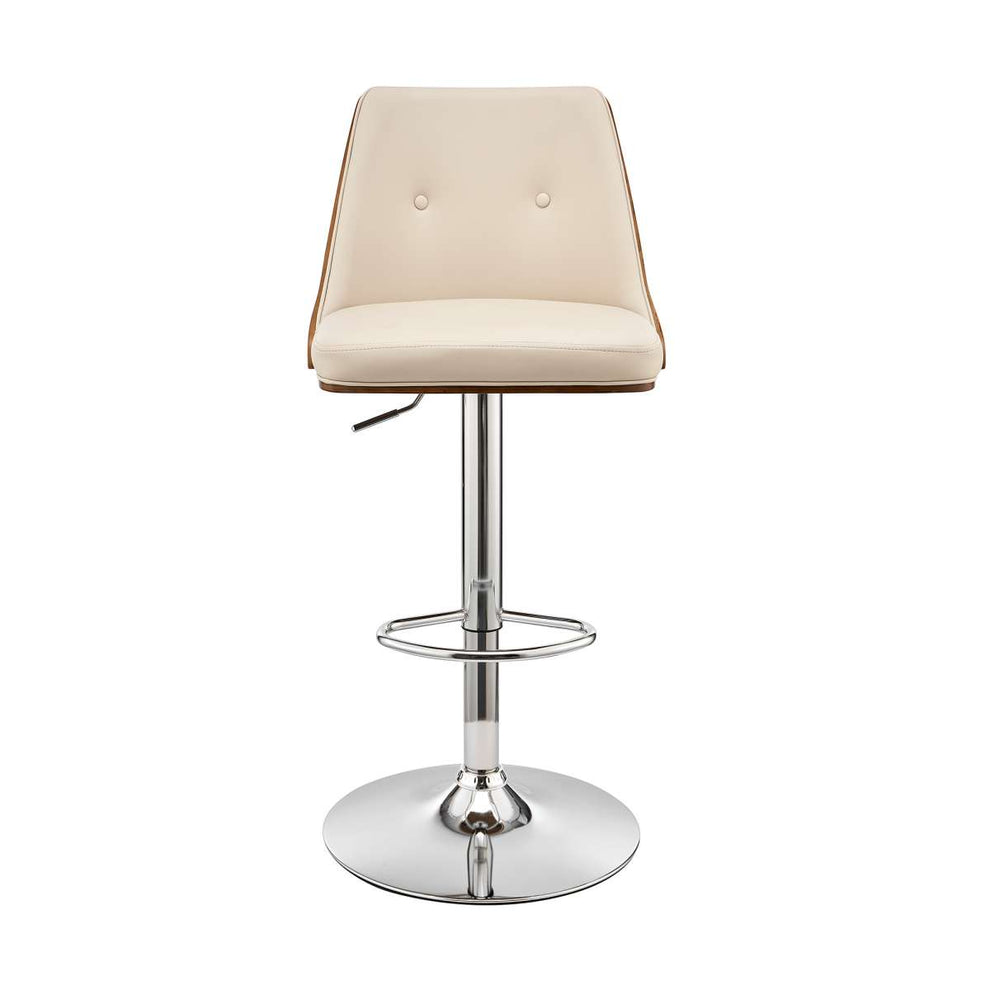 Jacob Adjustable Swivel Grey Faux Leather and Black Wood Bar Stool with Black Base By Armen Living | Bar Stools | Modishstore - 19
