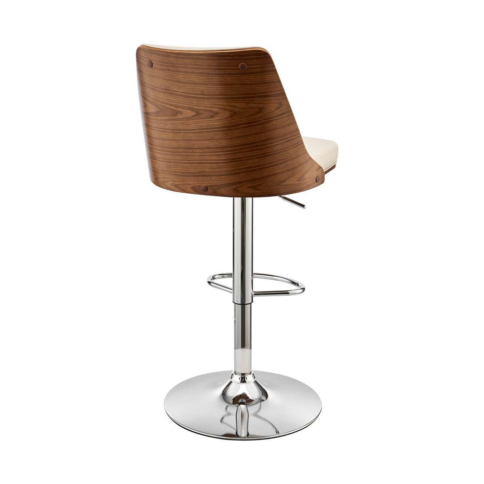 Jacob Adjustable Swivel Grey Faux Leather and Black Wood Bar Stool with Black Base By Armen Living | Bar Stools | Modishstore - 20